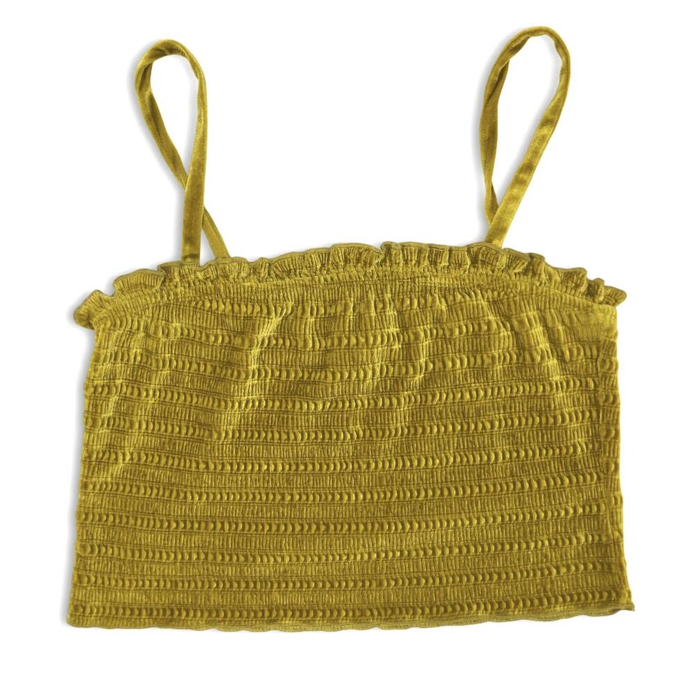 Wild Fable Smocked Crop Top in Gold